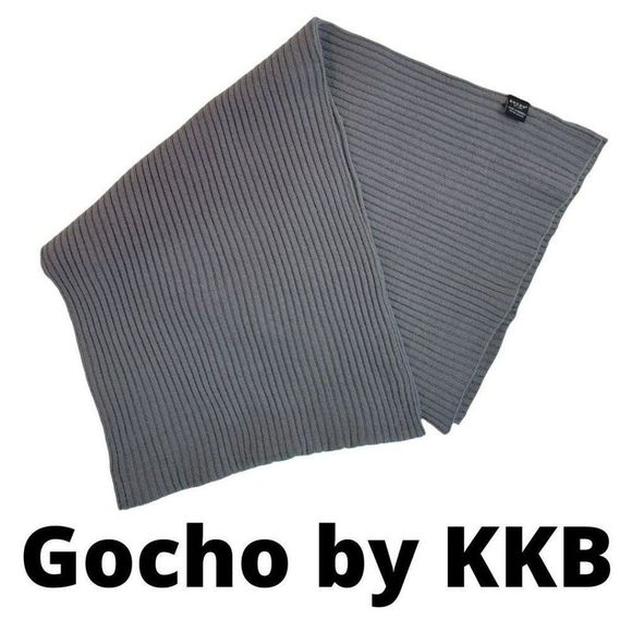 Gochu Neutral Gray Rectangle Scarf Wrap Grey Ribbed Long Comfy Warm 14x64 - Picture 1 of 6